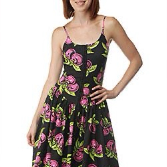 Vintage 🍒 80s Y2k Betsey Johnson Punk Label Archive Cherry Cotton-Lycra Dress